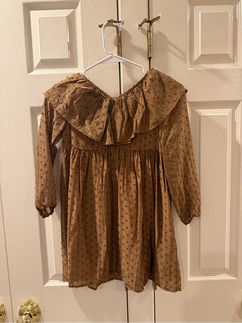 Noralee Girls' Ruffle Collar Long Sleeve Dress - Brown